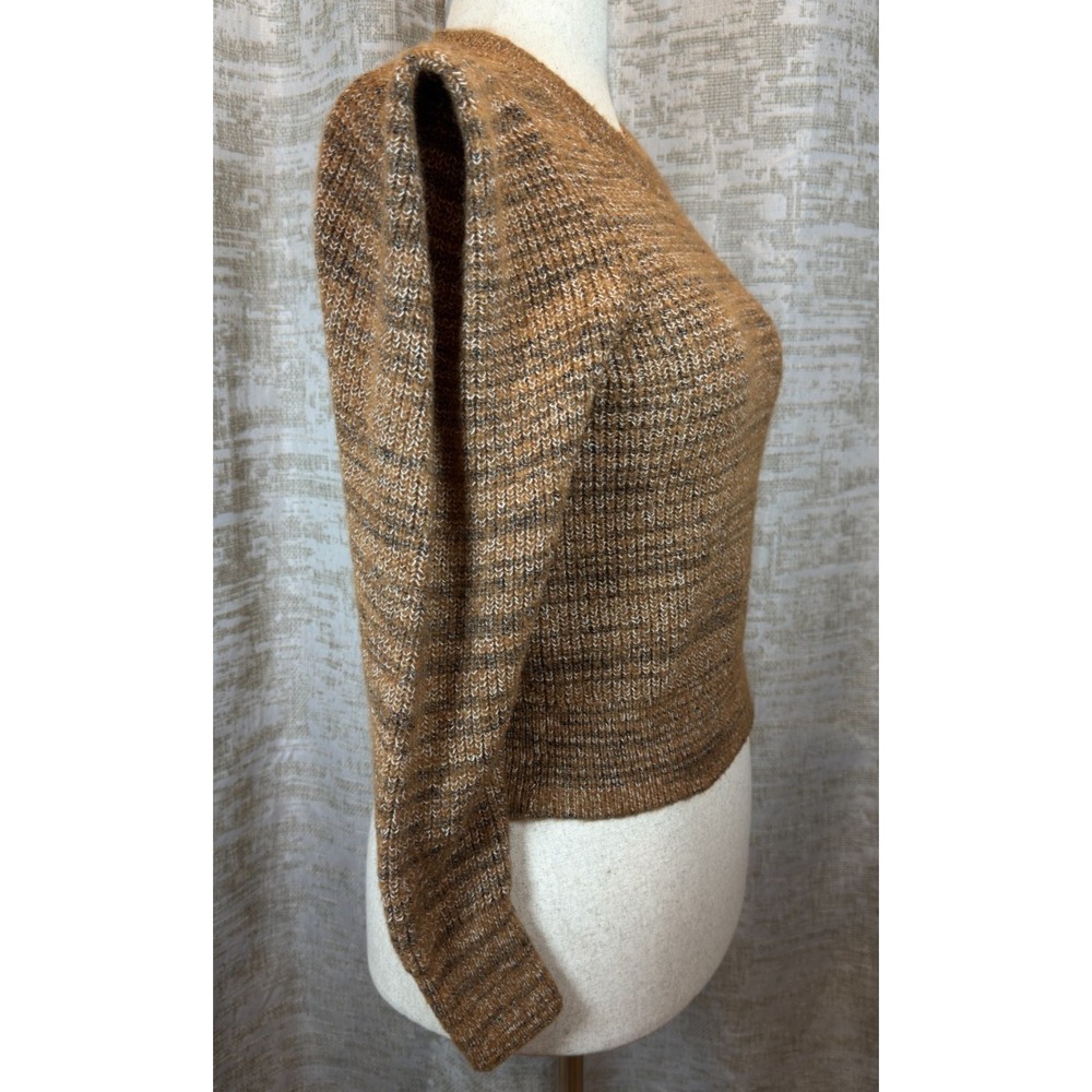 Madewell Merino Wool Blend Marled Rib Knit Cropped Statement Sleeve Sweater M